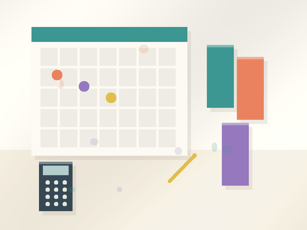 Calendário dividido em três fases coloridas para organizar um plano financeiro de 90 dias